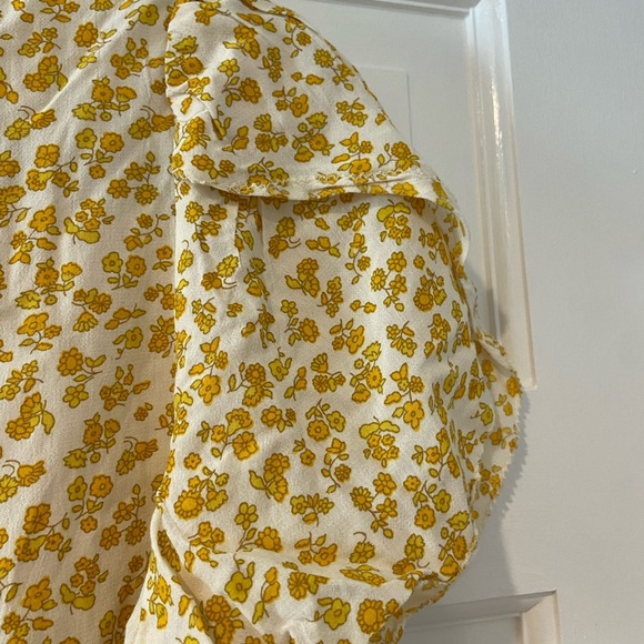 Lucky Brand Tulip Sleeve Yellow Flower Blouse Small - Picture 8 of 14